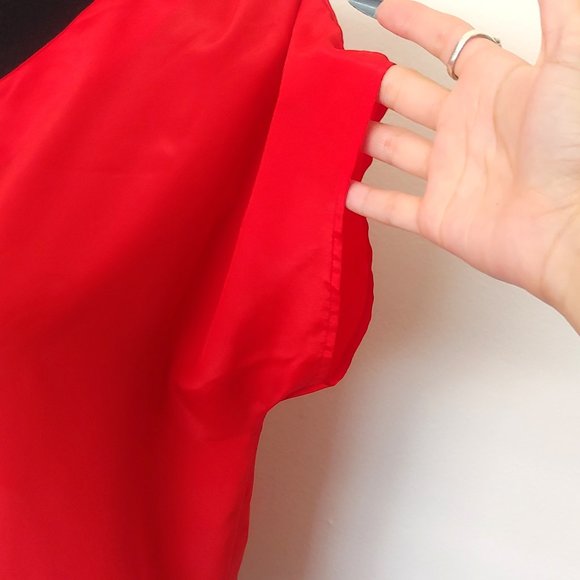 Vintage 1980s New Wave Bright Bold Red  Dolman Sleeve Top - Picture 2 of 5
